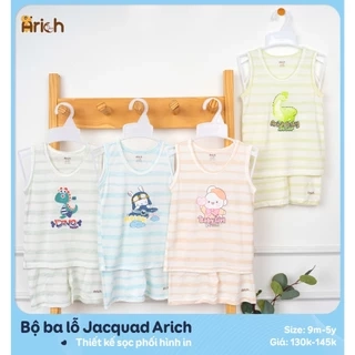 Bộ ba lỗ trẻ em mùa hè arich , vải sợi tre thông hơi, mát , rất mát,size 9M đến 5 tuổi