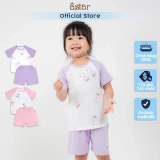 Bộ cộc tay cài vai ASTAR vải cotton rayon phối hoạ tiết mới cho bé 9 tháng đến 6 tuổi