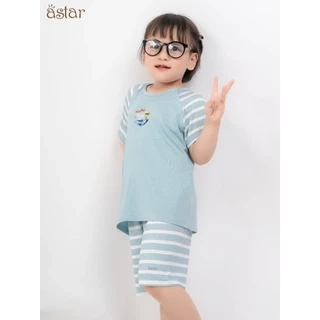 Bộ cộc tay trẻ em Astar cài chéo sọc, vải petit cotton rayon, co giãn, mền mịn, mát cho bé 9M-5 tuổi