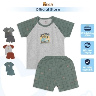 Bộ cộc tay vải sợi tre Arich 2024 cho bé trai, bé gái size từ 9 tháng đến 6 tuổi