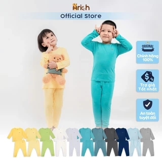 Bộ dài tay cài vai Arich vải sợi tre mềm mát,màu trơn cho bé trai, bé gái từ 6 tháng đến 6 tuổi
