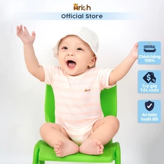Body chip cộc tay phối sọc Arich,vải sợi tre thông hơi, mát, mịn cho bé trai, gái sơ sinh -18 tháng