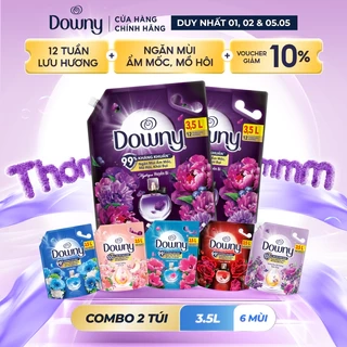 Combo 2 Nước Xả Vải DOWNY Nước Hoa Cao Cấp/ Chống Khuẩn/ Tinh Dầu Thiên Nhiên Nhiều Mùi Hương Túi 3.5L
