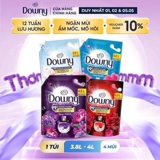 Nước Xả Vải DOWNY Hương Nước Hoa Cao Cấp/ Chống Khuẩn Hương Đam Mê/ Huyền Bí/ Nắng Mai Túi 4L