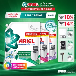 Nước Giặt ARIEL Chuyên Gia Cửa Trên Ngăn Lem Màu Hương Downy Nắng Sớm/ Nước Hoa Túi 3.65KG