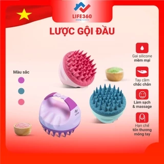 Lược Gội Đầu Life360 LE-LGD22 - Lược Massage Đầu Gai Silicon, Giảm Ngứa, Giảm Gãy Rụng Tóc, Chính Hãng