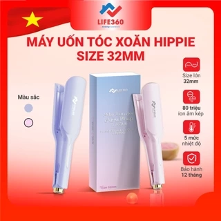 Máy Uốn Tóc Ion Âm Kiểu Pháp Life360 LF-MUP23, Máy Uốn Tóc Hippie, Uốn Xoăn Gợn Sóng 32mm, BH 1 Năm