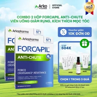 Combo 2 hộp Viên uống giúp giảm rụng, kích thích mọc tóc Arkopharma Forcapil Anti-chute 30 viên/hộp
