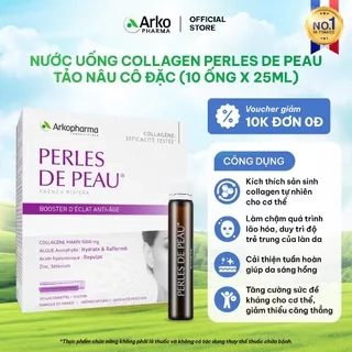 Nước uống Collagen cô đặc 5000mg chống lão hóa, mờ nếp nhăn, sáng da Tảo nâu Arkopharma 10 ống x 25ml
