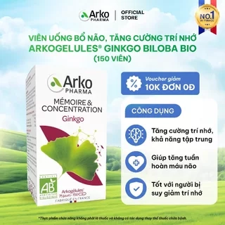 Viên uống bổ não, tăng cường trí nhớ Arkogelules® Ginkgo Biloba BIO hộp 150 viên