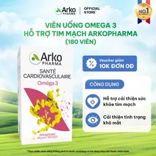 Viên Uống Dầu Cá Omega 3 Arkopharma Hỗ Trợ Tim Mạch, Tăng Cường Trí Não, Sáng Mắt - 180 Viên