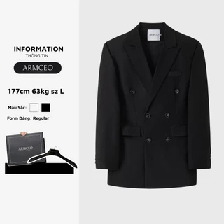 Áo blazer nam nữ ARMCEO 6 khuy form dáng chuẩn Hàn Quốc vải cotton hàn -B03