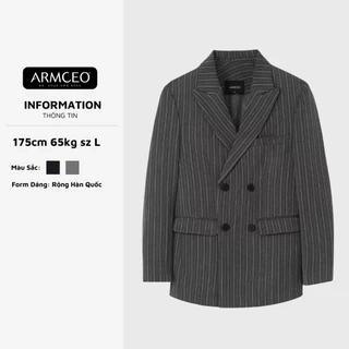Áo blazer nam nữ kẻ sọc unisex ARMCEO mới nhất chất liệu cotton spandex đứng form -ARK02