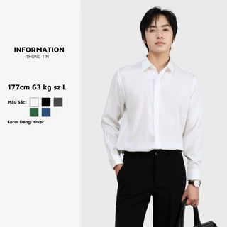 Áo sơ mi nam nữ unisex Baeton form rộng Hàn Quốc Felix tay dài vải chéo hàn dày dặn mềm mịn - S01