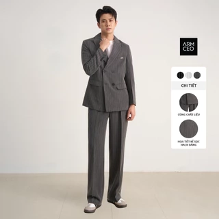 COMBO quần áo blazer kẻ sọc quần suông kẻ sọc ARMCEO dáng suông rộng hack dáng che khuyết điểm siêu tốt -SB02