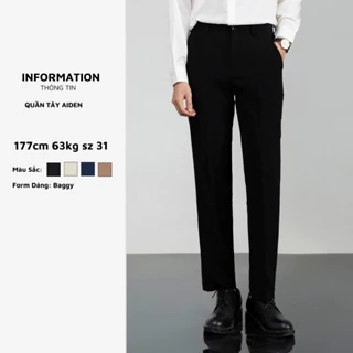 Quần âu nam đen dáng baggy Baeton Aiden cạp cao tôn dáng, co giãn thoải mái-A01