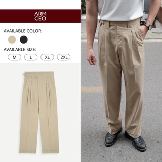 Quần kaki ống rộng cạp cao ARMCEO chất vải kaki Hàn thoáng mát cho cả Hè năng động -AD03
