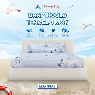 Bộ Drap 4 Món Lụa Tencel Ikool9 Cao Cấp Họa Tiết Sang Trọng - Giao Màu Ngẫu Nhiên.