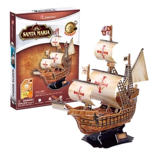 Mô Hình Giấy 3D Lắp Ráp CubicFun Thuyền Santa Maria T4008h (113 mảnh)