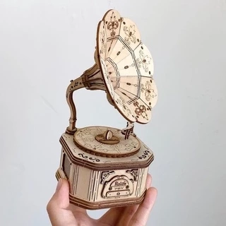 Mô Hình Gỗ 3D Lắp Ráp ROBOTIME Máy Hát Cổ Điển Gramophone TG408 [chưa ráp]