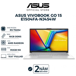Laptop Asus Vivobook Go 15 E1504FA-NJ454W Ryzen 5 7520U | 16GB | 512GB | 15.6" FHD | AMD Radeon | Win 11 Bạc BH 24 Tháng