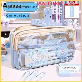 Aubess [Mua 1 Tặng 1] Hộp đựng bút chì nhiều lớp – Sức chứa lớn, vải chống thấm nước có ngăn riêng tư & khóa kéo an toàn cho đồ dùng thiết yếu ở trường/văn phòng