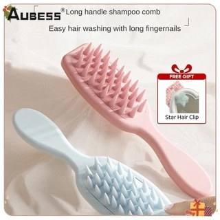 Aubess [Quà tặng] Bàn chải tóc silicon cán dài dùng cho phòng tắm, dùng để làm sạch tóc khô ướt