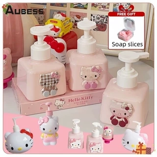 Aubess [Quà tặng] Chai đựng dầu gội và sữa tắm Hello Kitty dạng bóp Bình đựng xà phòng du lịch Sanrio Bathroom