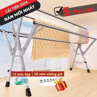 Sào phơi quần áo gấp gọn AVOHOME 5 thanh chính hãng loại giàn phơi treo quần áo cho gia đình