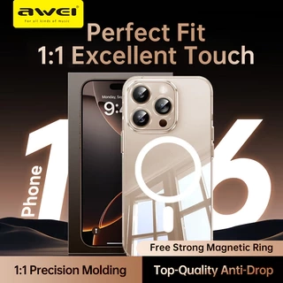 Ốp Điện Thoại Awei Trong Suốt Từ Tính Chống Va Đập Cho iPhone 16 Pro Max / 15 / 14 / 13 / 12 / 11 Plus Hỗ Trợ Sạc Không Dây