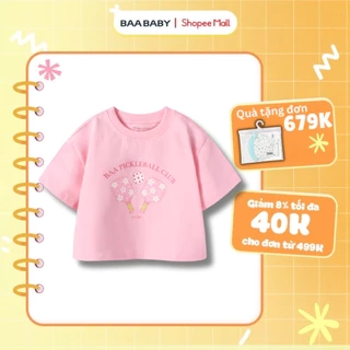 Áo thun lửng form rộng bé gái BAA BABY, áo croptop in họa tiết unicorn cho bé từ 1 tuổi - 10 tuổi -AT33N