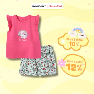 Đồ Bộ Bé Gái Thun Cotton Ngắn Tay Mềm Mát, Thoải Mái (1-10 tuổi) Baa baby - DB10N