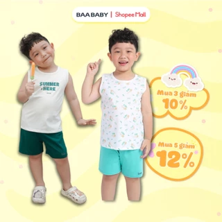 Đồ Bộ Bé Trai Ba Lỗ Sát Nách Thun Cotton Họa Tiết Khủng Long (1-10 Tuổi) BaaBaby - B-BC-DB10C