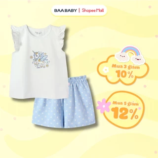 Đồ bộ cho bé gái Baa Baby chất liệu 100% Cotton mềm mịn, thoáng mát cho bé từ 1 đến 10 tuổi - DB04N