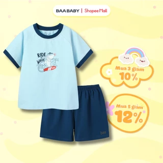 Set Đồ Bộ Bé Trai Cộc Tay Mềm Mịn, Thoáng Mát (1-10 tuổi) Baababy -DB04N
