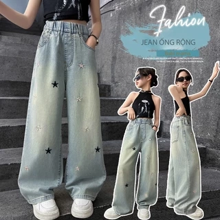 Quần Jean Ống Rộng, Quần Bò Ống Xuông Phong Cách Thời Trang Cho Các Bé Gái Cao Dưới 1m7 - Babimama - J03