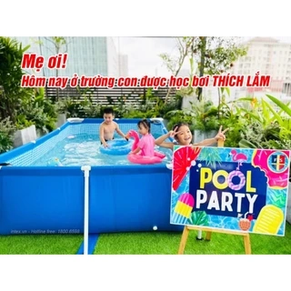 Bể bơi thành cao, khung kim loại chữ nhật, gấp gọn INTEX - Bể bơi cho bé, bể bơi kim loại, bể bơi di động