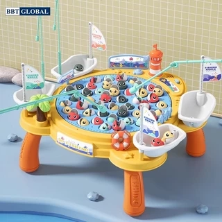 Đồ chơi câu cá nam châm CỠ LỚN 45 chi tiết, 4 cần câu, 4 giỏ có đèn và nhạc BBT Global