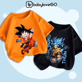 Áo thun cho bé trai BabyloveGO áo phông cộc tay cho bé chất thun cotton mềm mịn in hình anime Dragon Ball