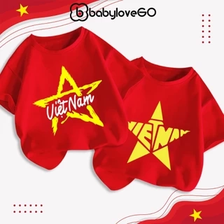 Áo thun Việt Nam cho bé, áo cờ đỏ sao vàng chất thun cotton mềm mịn BabyloveGO