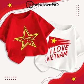 Áo Việt Nam cho bé BabyloveGO áo cờ đỏ sao vàng trẻ em chất cotton mềm mịn thoáng mát