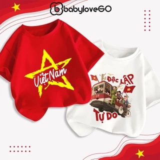 Áo Việt Nam cờ đỏ sao vàng, áo thun bé trai bé gái chất cotton mềm mịn BabyloveGO