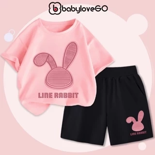Bộ quần áo bé gái BabyloveGO 2025 bộ thun cotton cho bé mềm mịn thoáng mát in hình độc đáo BRB33