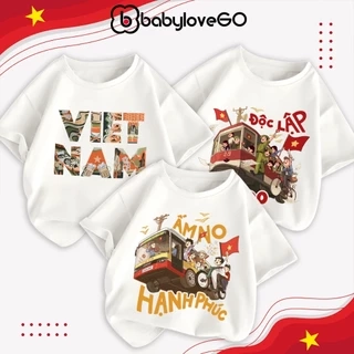 Combo áo thun Việt Nam cho bé BabyloveGO áo phông cho bé mừng lễ 30-4 chất thun cotton co giãn thoáng mát