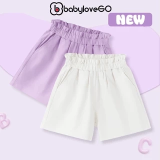 Quần đùi bé gái BabyloveGO 2025 quần short cho bé chất kaki đứng form mềm mịn thoáng mát QT006