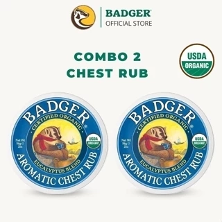 Combo 2 sáp dầu ấm ngực hữu cơ BADGER organic Chest Rub balm - giảm ho nghẹt mũi an toàn cho em bé từ 6 tháng 21g 56g