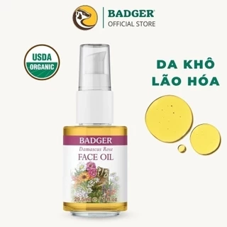 Dầu dưỡng da hữu cơ hoa hồng BADGER Rose organic face oil serum chăm sóc cho da khô lão hóa nếp nhăn - 29.5ML