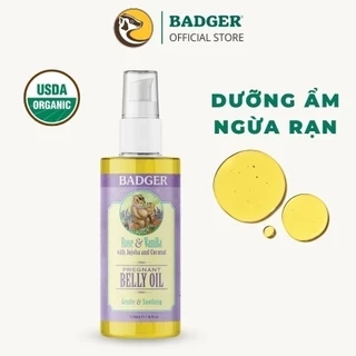 Dầu hữu cơ chống rạn da mẹ bầu BADGER Organic Belly Oil phòng ngừa nứt da, giảm ngứa an toàn – 118mL