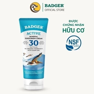 Kem chống nắng vật lý BADGER SPF 30 40 sunscreen cho mặt và body trẻ sơ sinh, em bé, người lớn - 87mL