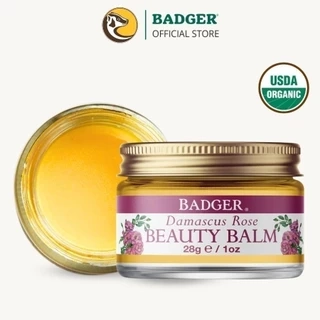 Sáp dưỡng da hoa hồng hữu cơ BADGER Rose organic beauty balm - Dưỡng ẩm sâu cho da khô và da lão hóa - 28g